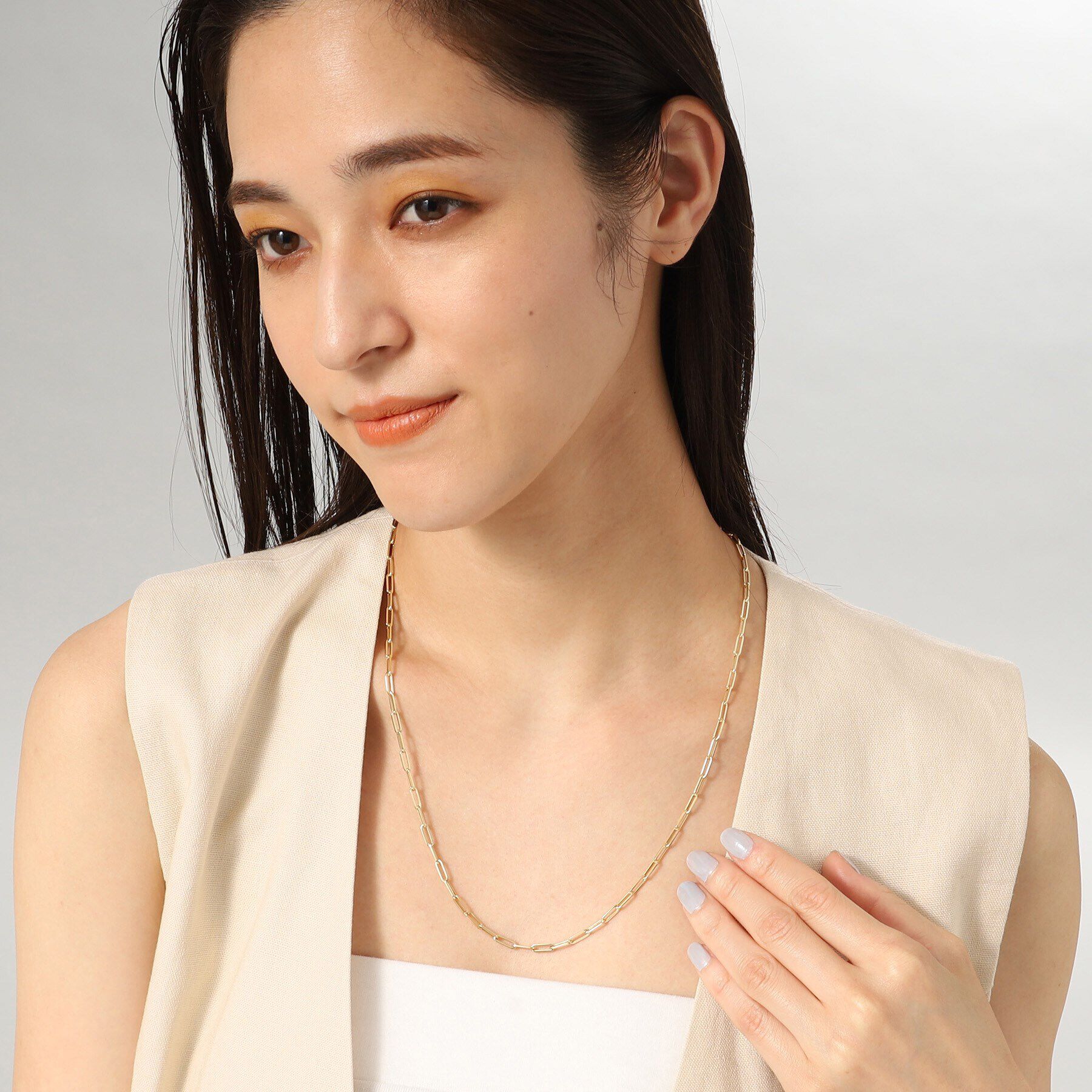 COCOSHNIK「K18中空イタリアングメットネックレスS（55cm）」|ネックレス|