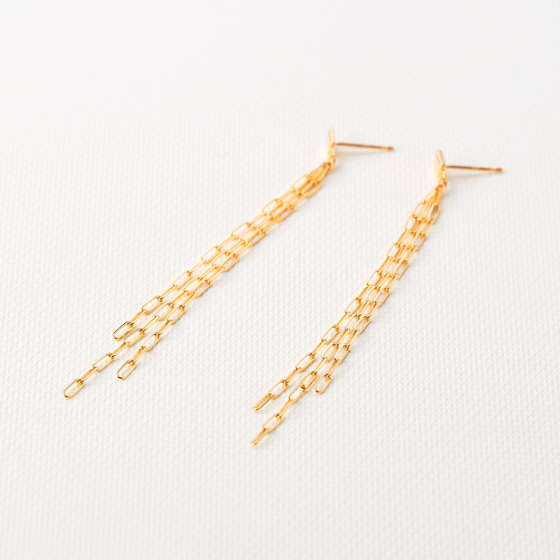 COCOSHNIK「K10プリムケーブルチェーンフリンジ スタッドピアス」|ピアス|