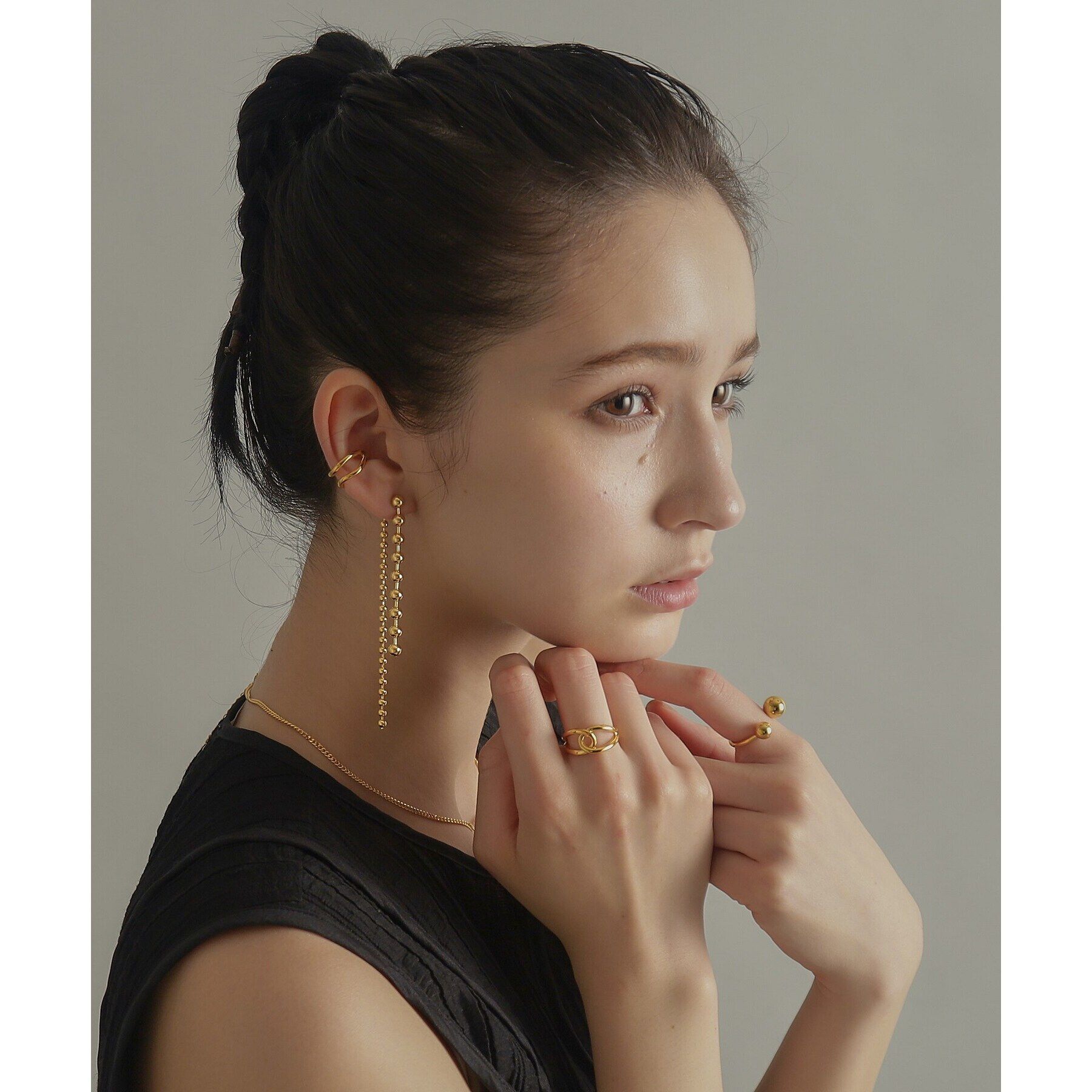 COCOSHNIK ONKITSCH「シルバー チェーンピアス ボール フロントバック GP」|ピアス|