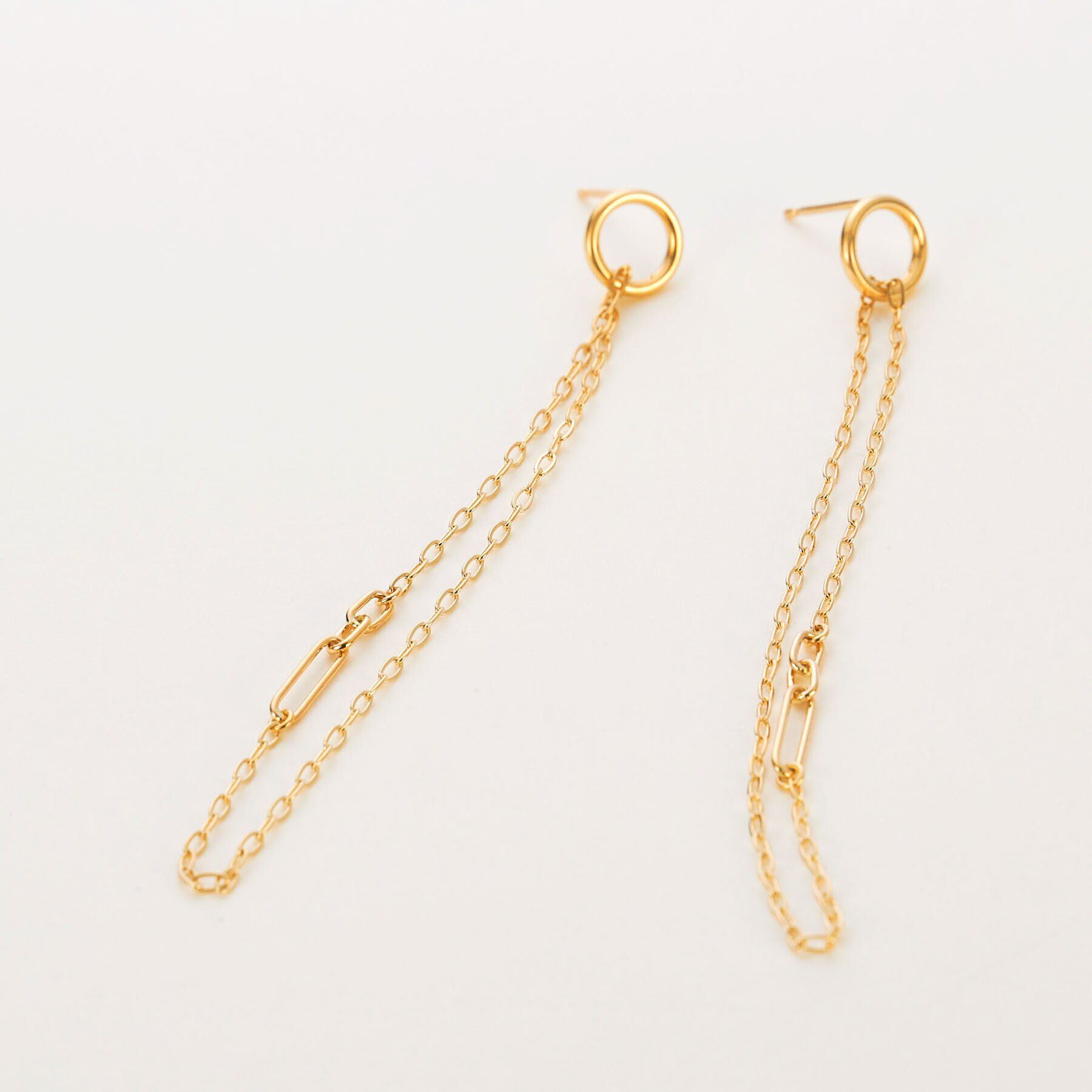 COCOSHNIK「K10中空サークルフックチェーン スタッドピアス」|ピアス|