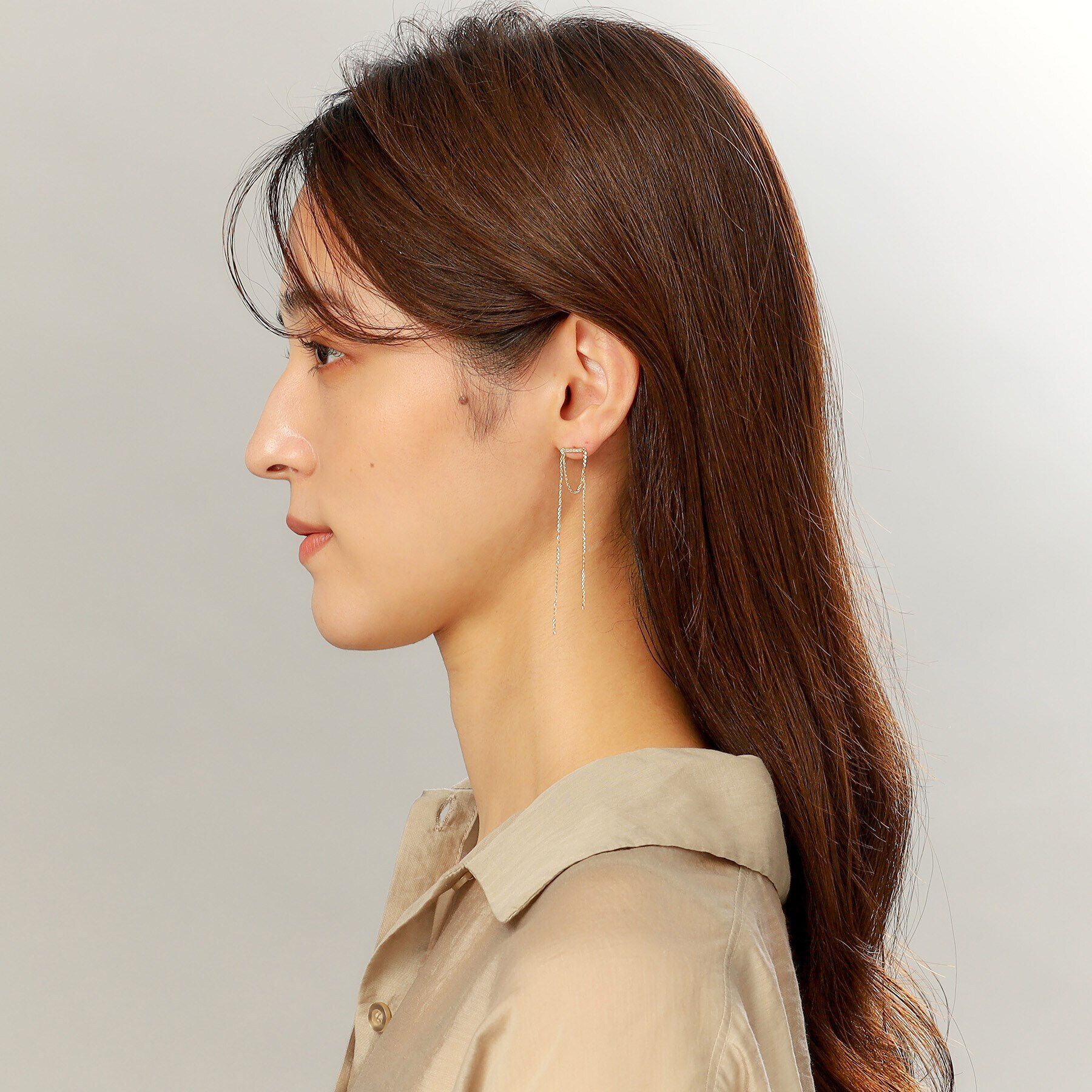 COCOSHNIK「K10ダイヤモンド トゥインクルフリンジ スタッドピアス」|ピアス|