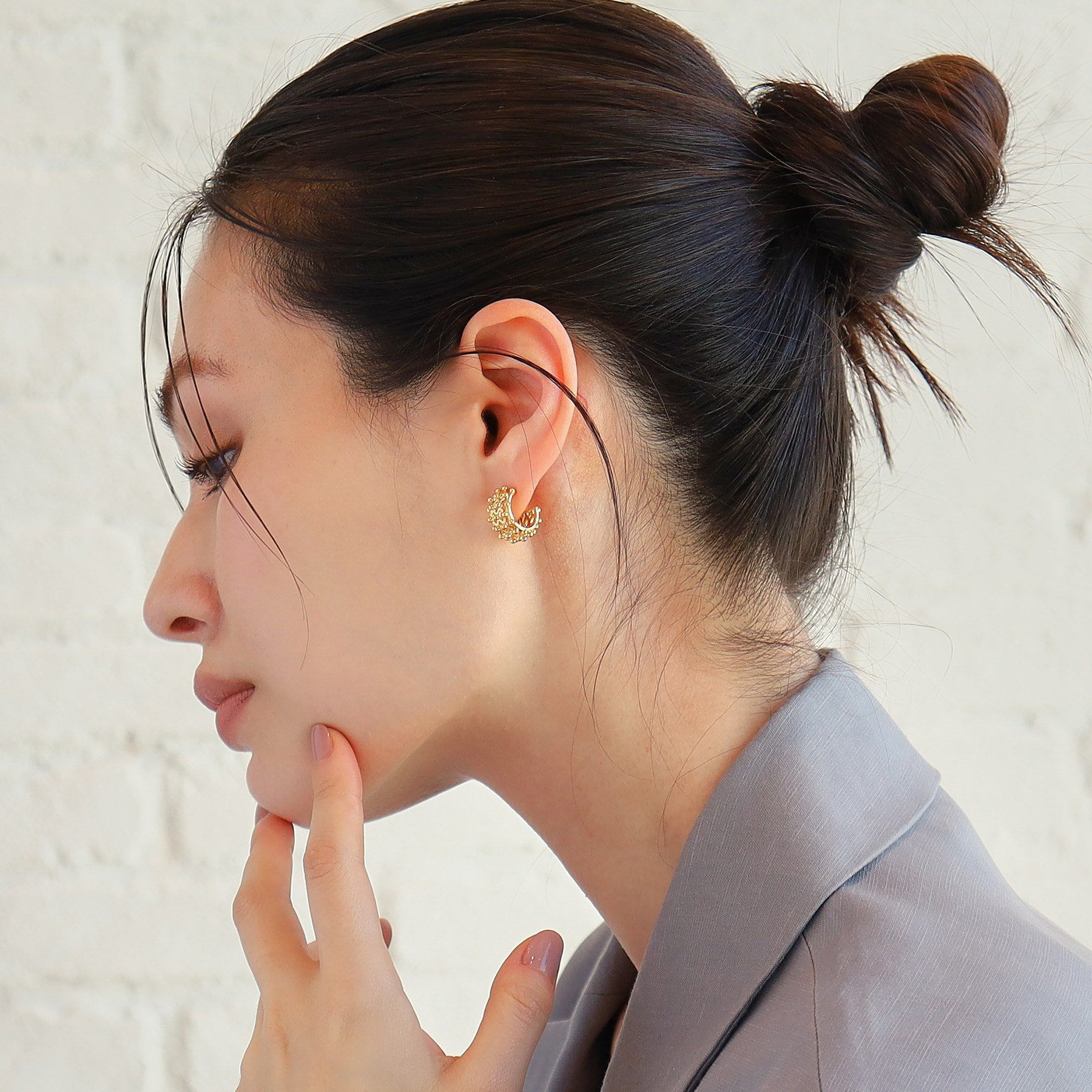 COCOSHNIK ONKITSCH「シルバー スモールフープ ボールメッシュ ピアス GP」|ピアス|