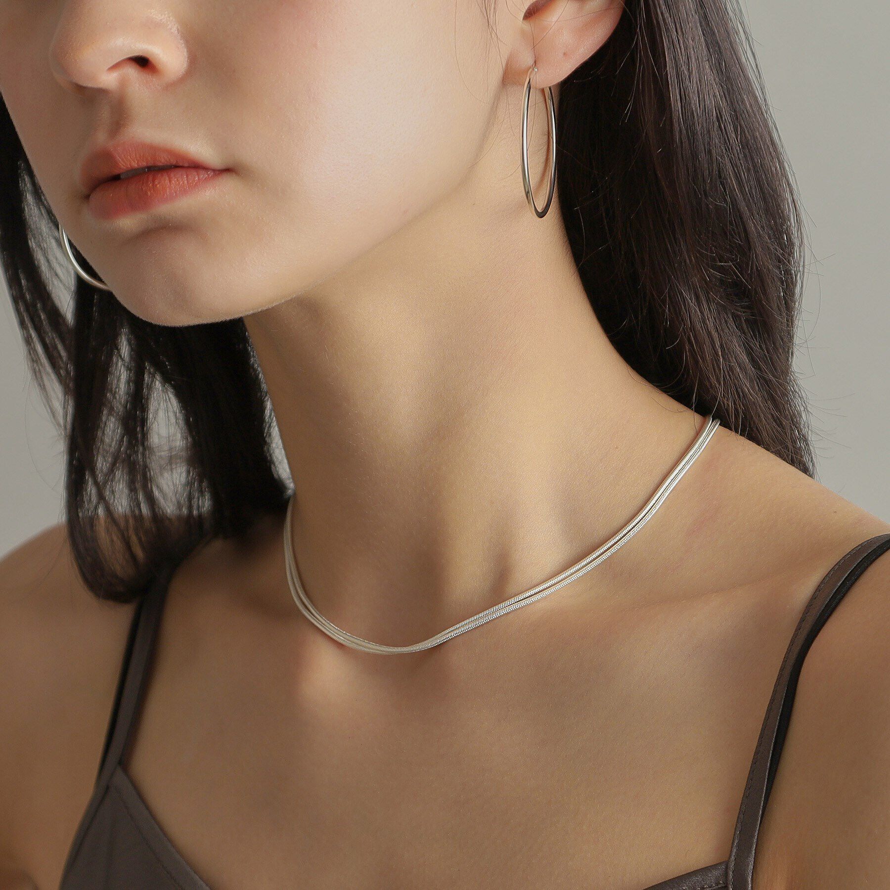 COCOSHNIK ONKITSCH「シルバー スネークチェーン ダブルネックレス」|ネックレス|