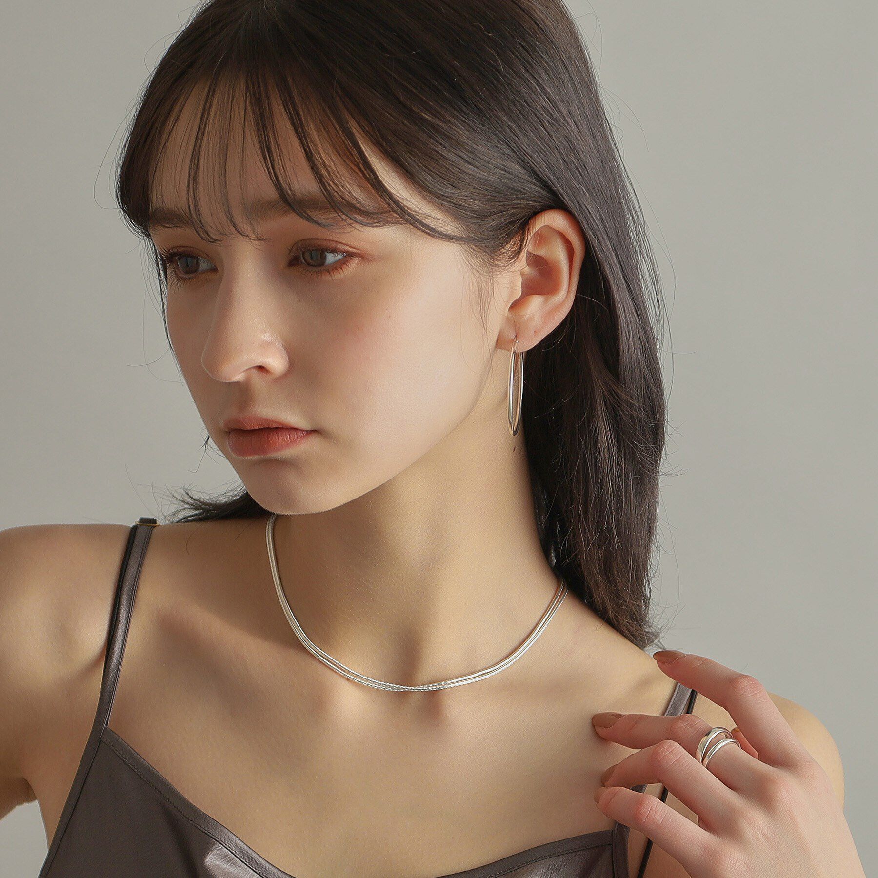 COCOSHNIK ONKITSCH「シルバー スネークチェーン ダブルネックレス」|ネックレス|