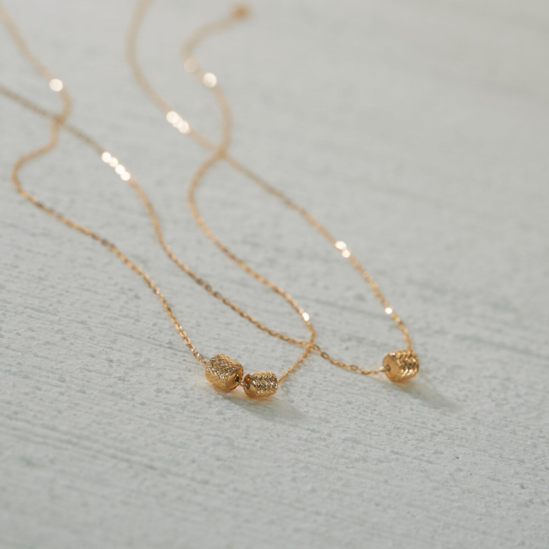 COCOSHNIK「K18テクスチャービーズミックス ネックレス」|ネックレス|