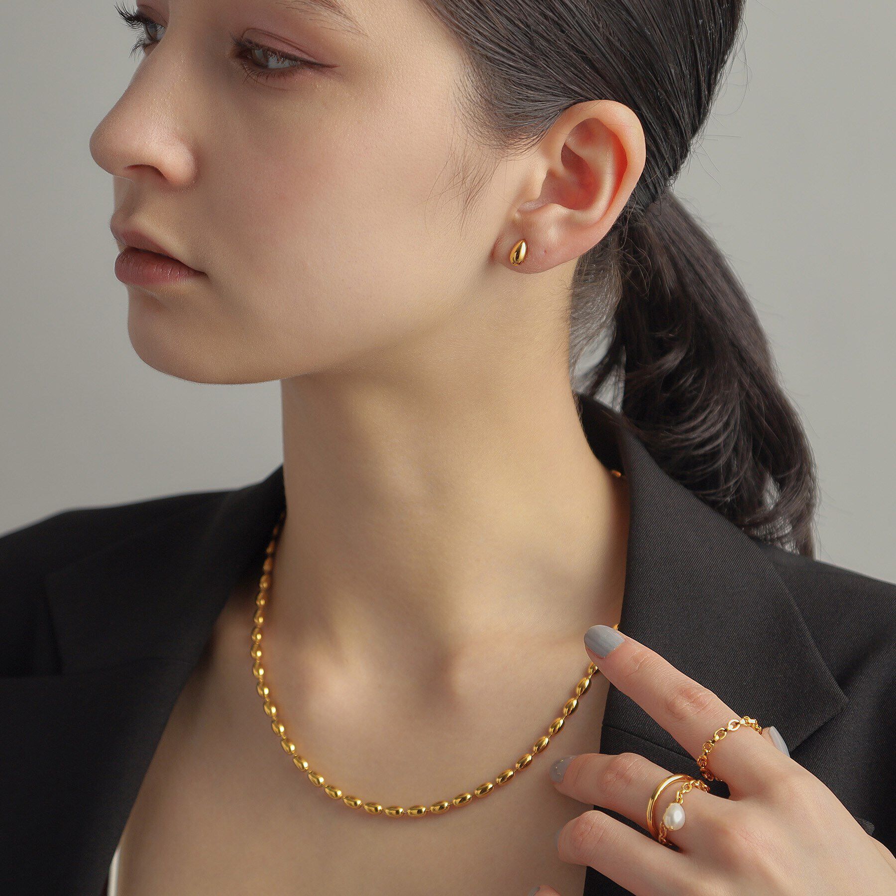 COCOSHNIK ONKITSCH「シルバー ペアシェイプ スタッドピアス GP」|ピアス|