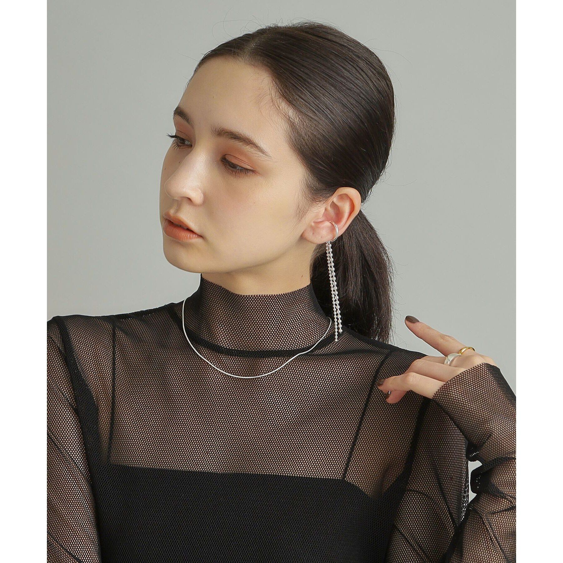 COCOSHNIK ONKITSCH「シルバー ボールチェーン イヤーカフ」|イヤリング|