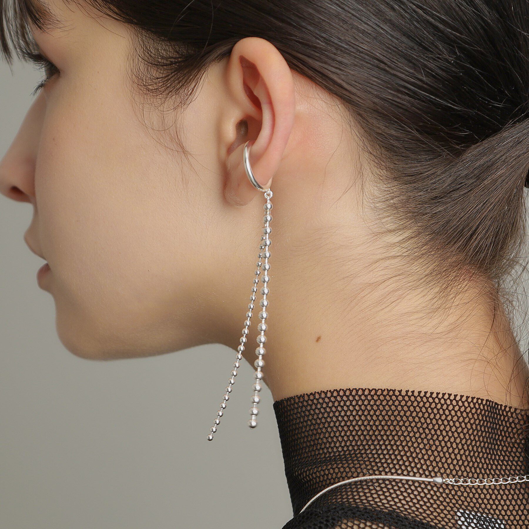 COCOSHNIK ONKITSCH「シルバー ボールチェーン イヤーカフ」|イヤリング|