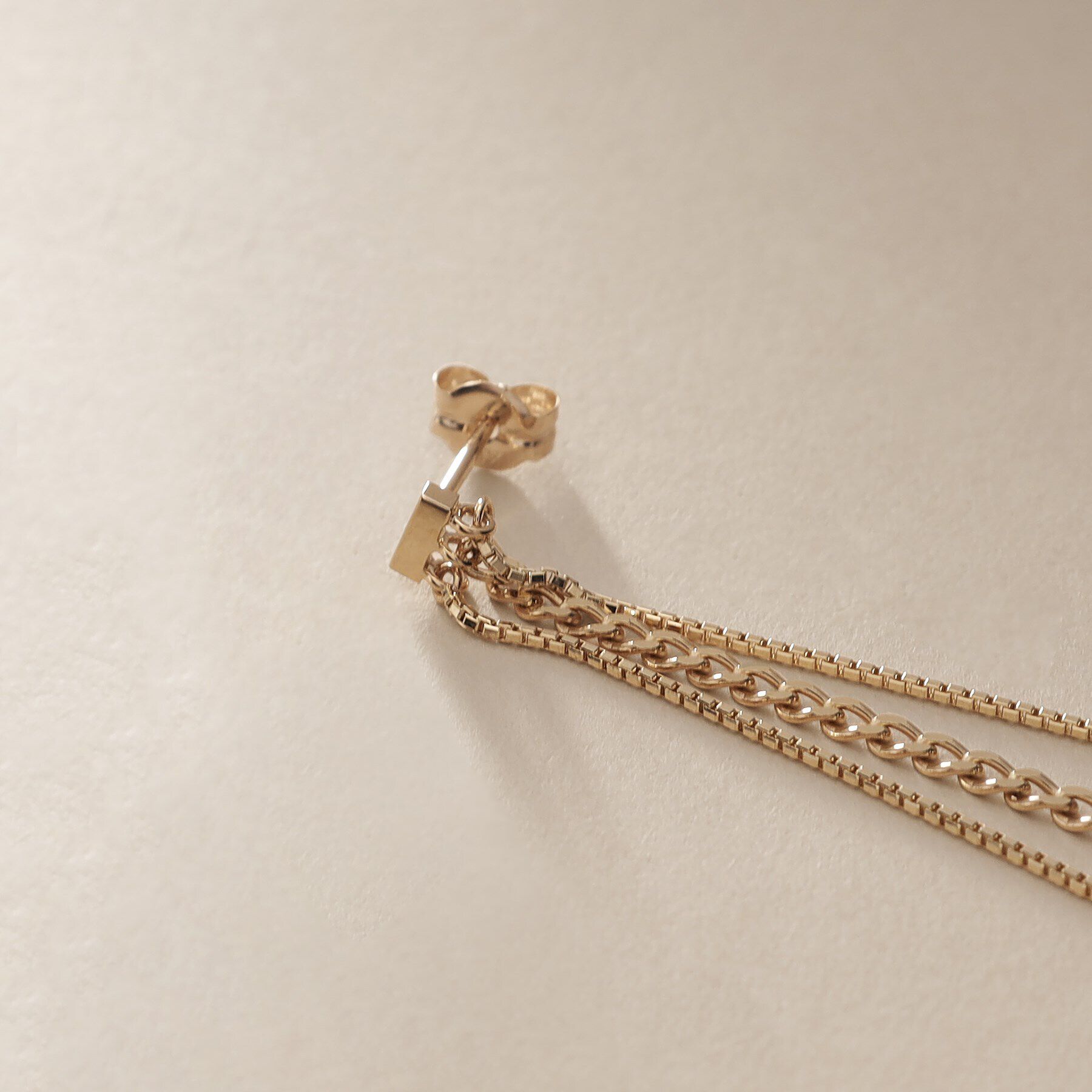 COCOSHNIK「K10キヘイ&times;ベネチアンチェーン スタッドピアス」|ピアス|