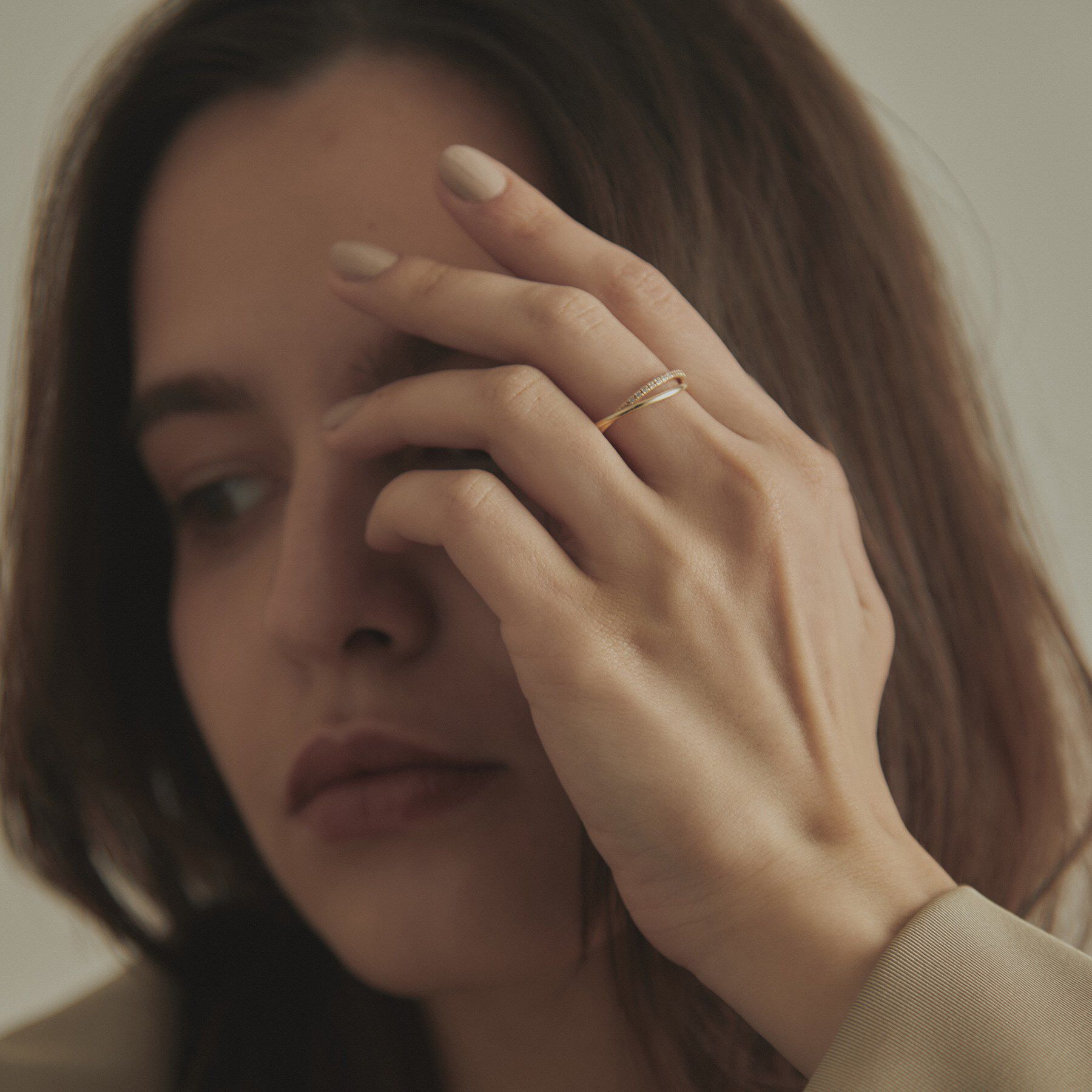 COCOSHNIK「K10ダイヤモンド クロスライン リング」|リング|