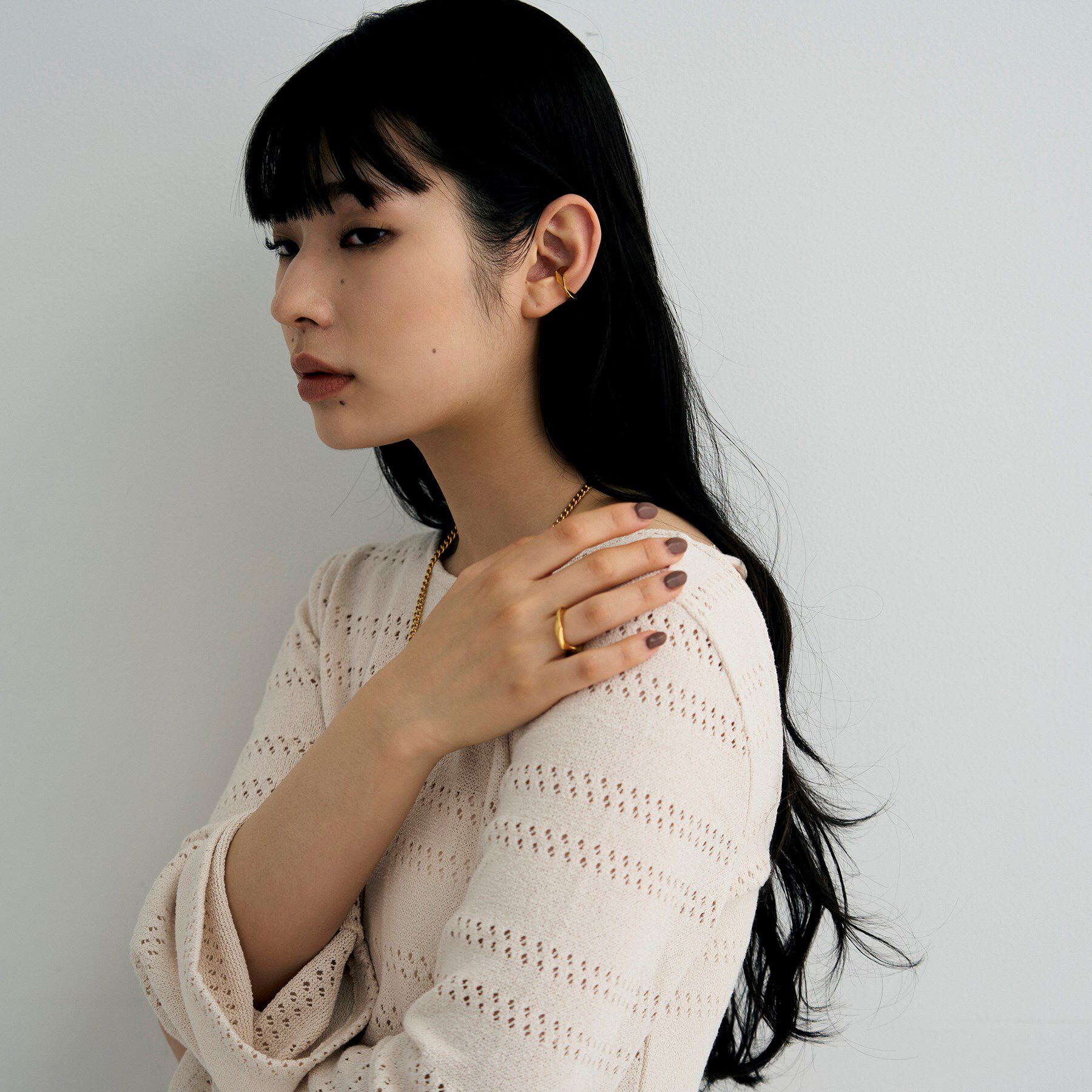 COCOSHNIK ONKITSCH「シルバー カーブチェーンモチーフイヤカフ GP」|イヤリング|