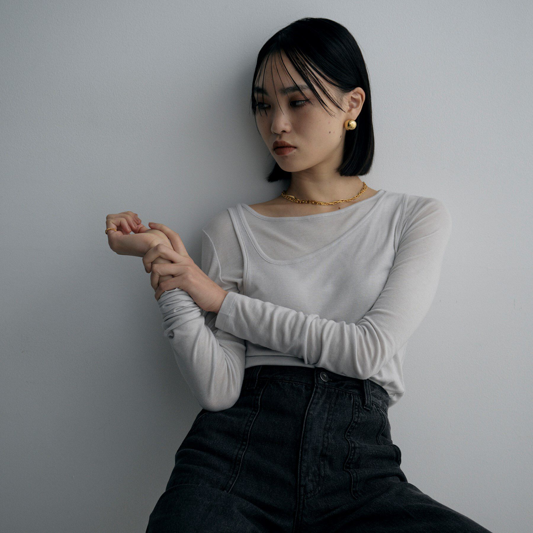 COCOSHNIK ONKITSCH「シルバー ホロウラウンドクッションピアス GP」|ピアス|