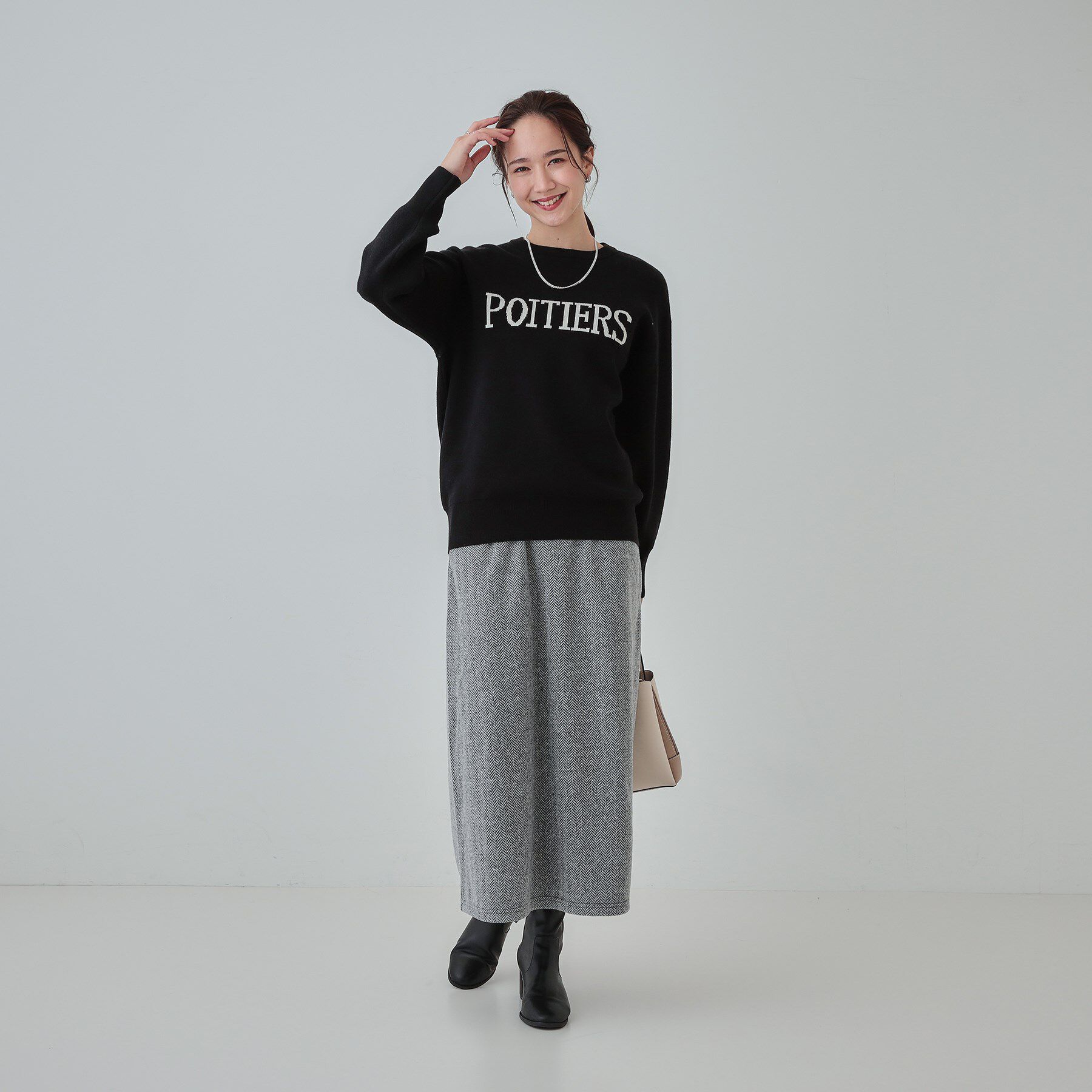 SHOO･LA･RUE「【洗える/ちくちくしにくい/静電気軽減】スウェットライク ロゴニット」|ニット・セーター|