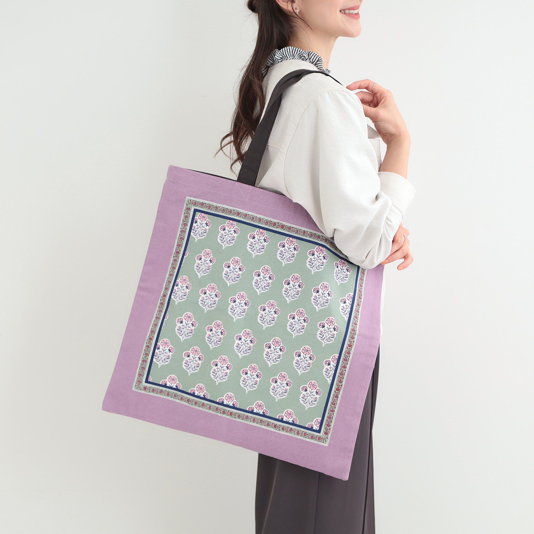 SHOO･LA･RUE「【インド製】スクエアファスナートートバッグ」|トートバッグ|