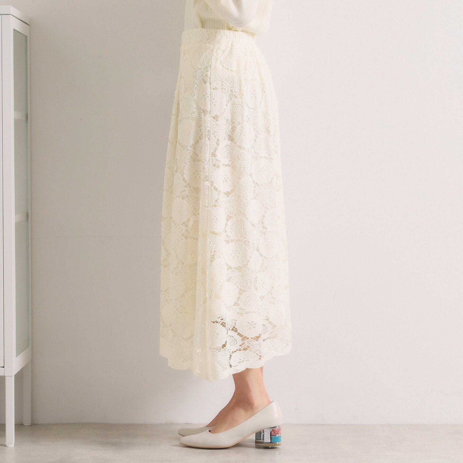 ITS&rsquo;DEMO「【手洗い可／ウエストゴム】レーススカート」|スカート|