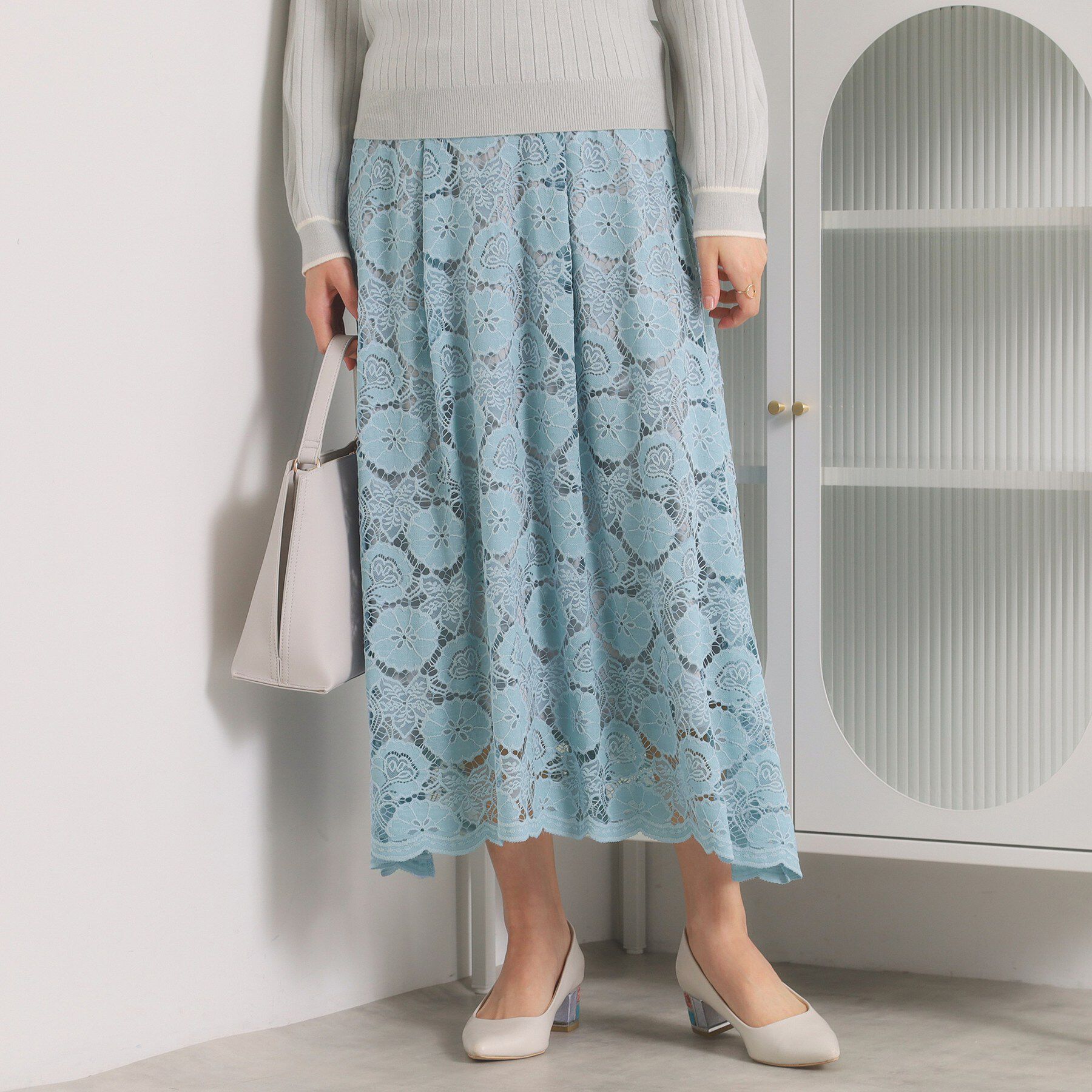 ITS&rsquo;DEMO「【手洗い可／ウエストゴム】レーススカート」|スカート|