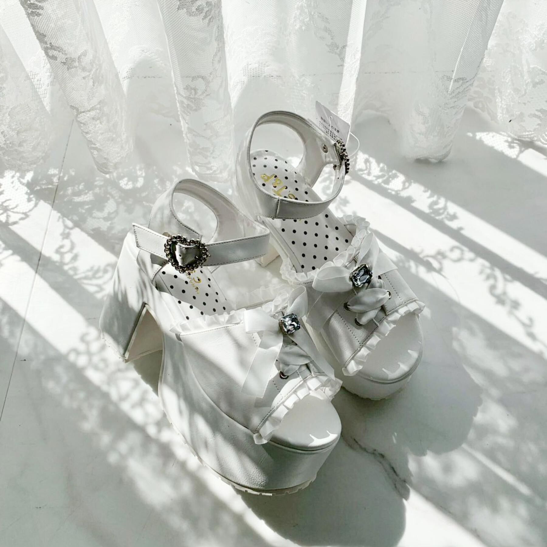 csT&P「地雷系 厚底リボンレースアップサンダル」|サンダル|