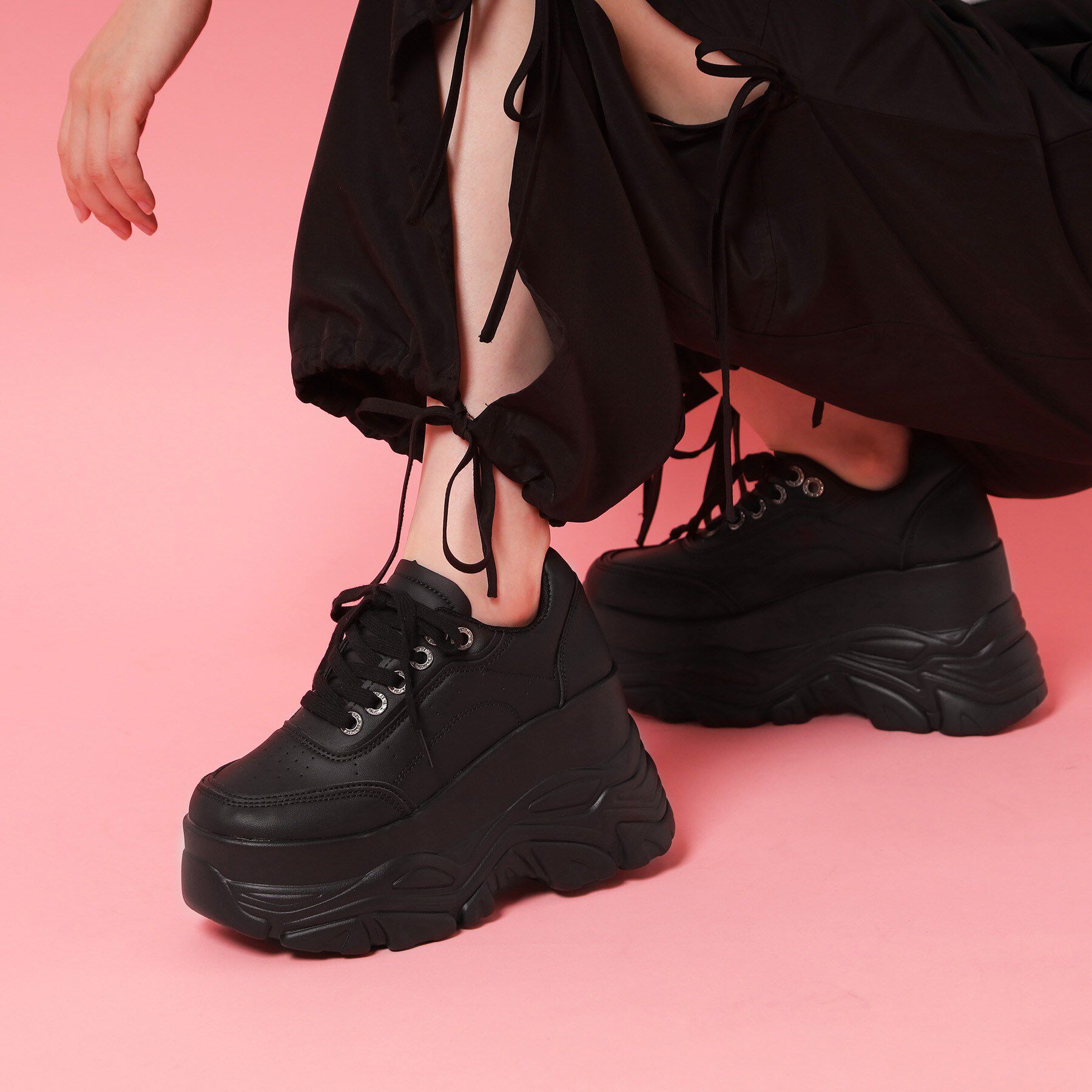 csT&P「厚底キラキラインヒールスニーカー」|スニーカー|ブラック(019)