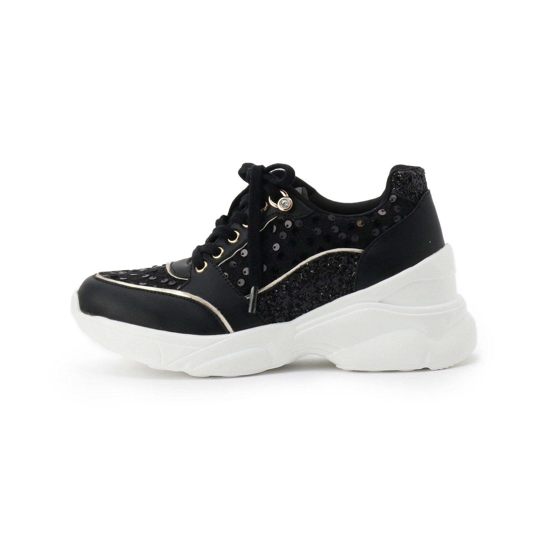 ESPERANZA「【EC先行販売】グリッター&times;ツイード ラインストーンスニーカー」|スニーカー|