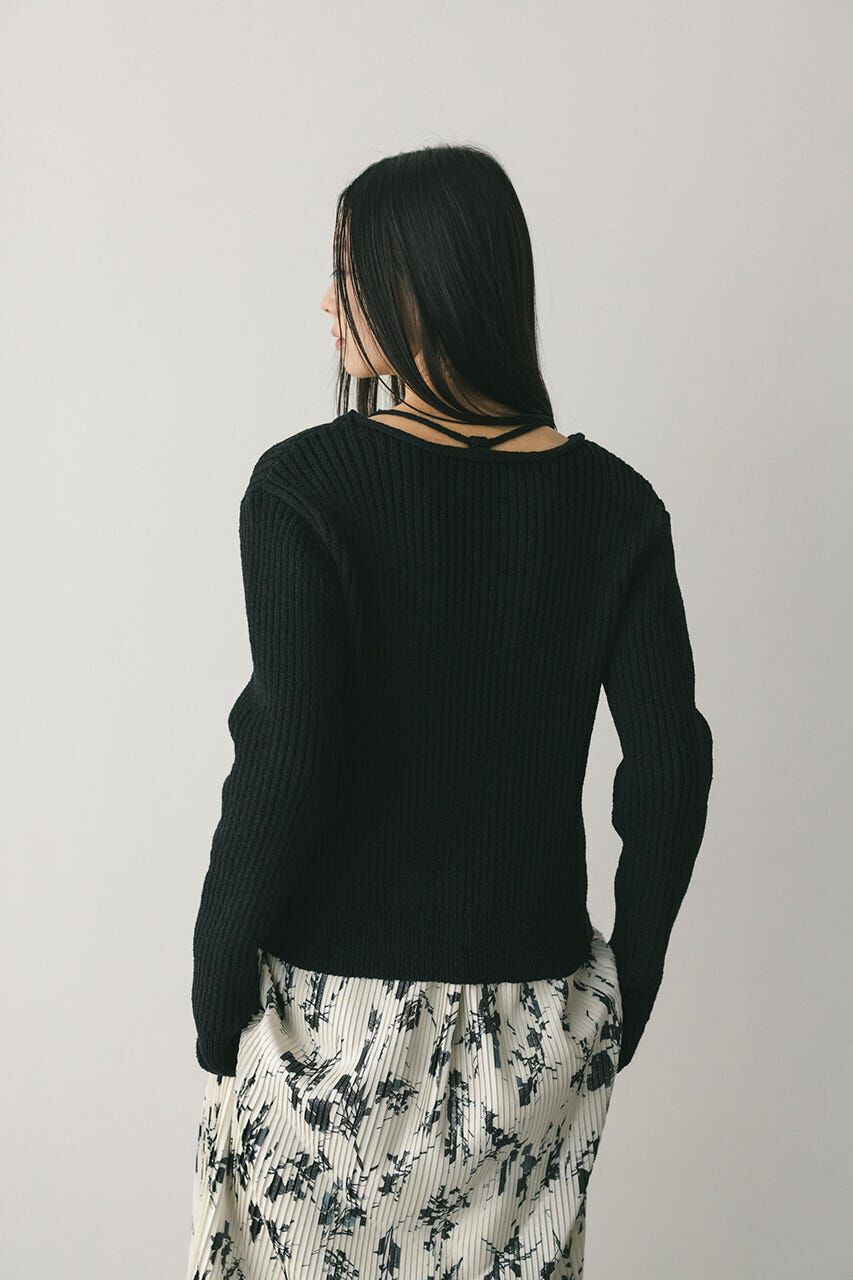 STYLEMIXER「レースアップリブニットトップ」|ニット・セーター|