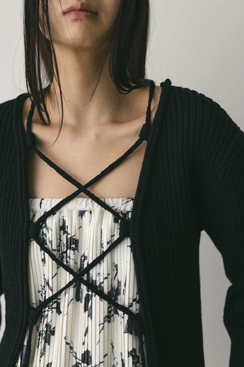 STYLEMIXER「レースアップリブニットトップ」|ニット・セーター|