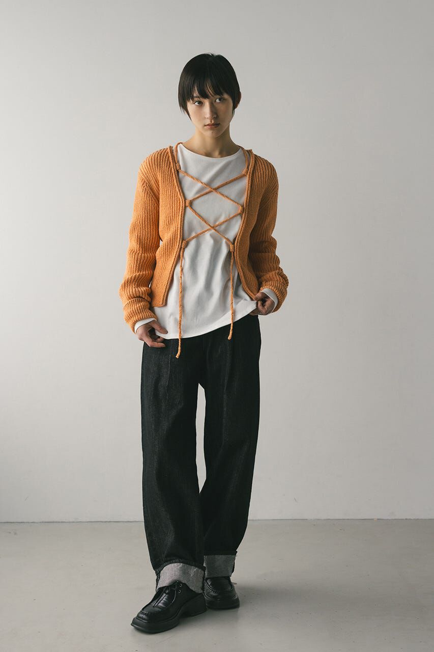 STYLEMIXER「レースアップリブニットトップ」|ニット・セーター|
