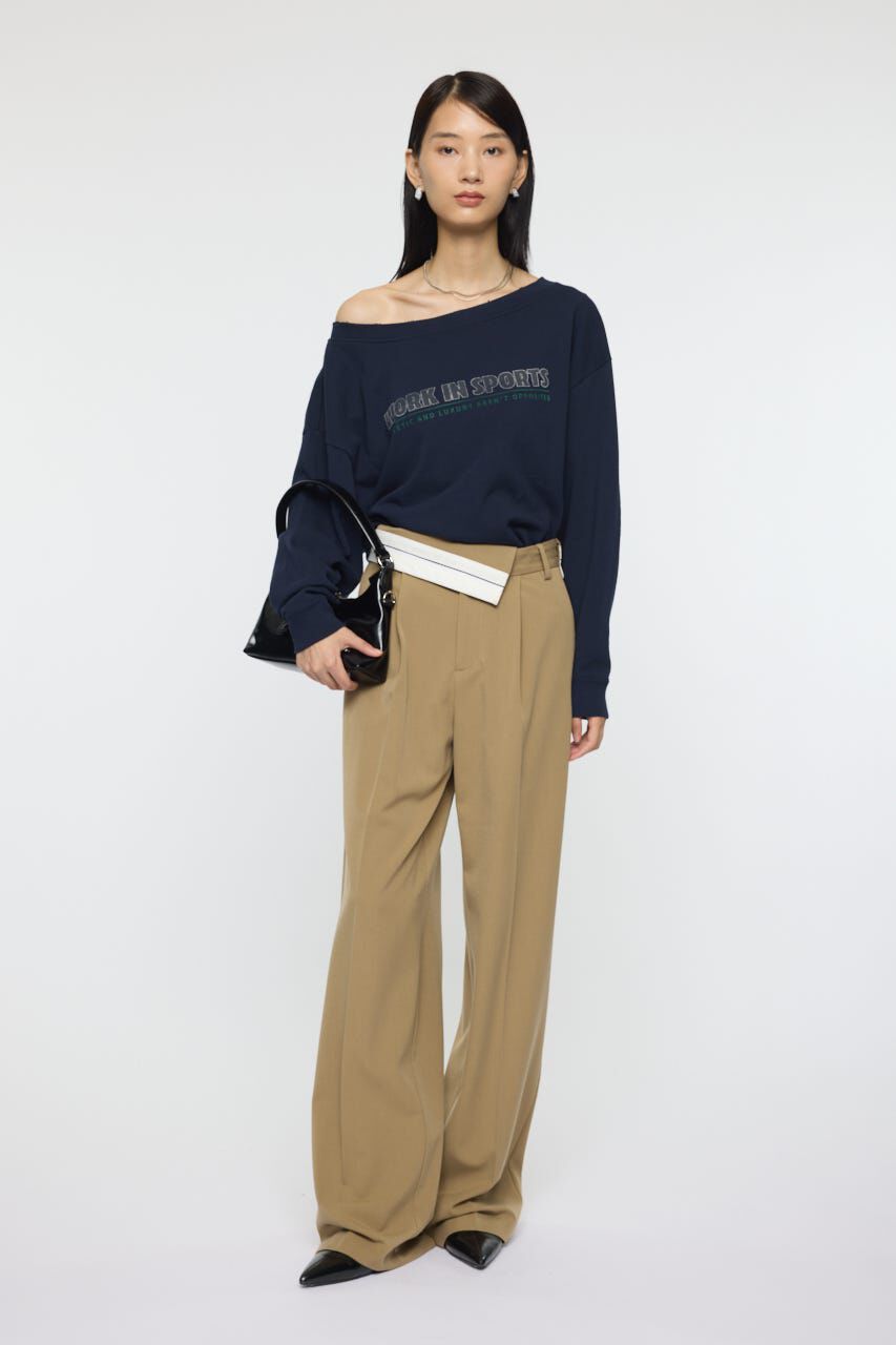 MOUSSY「OFF SHOULDER LOGO SWEAT プルオーバー」|パーカー|