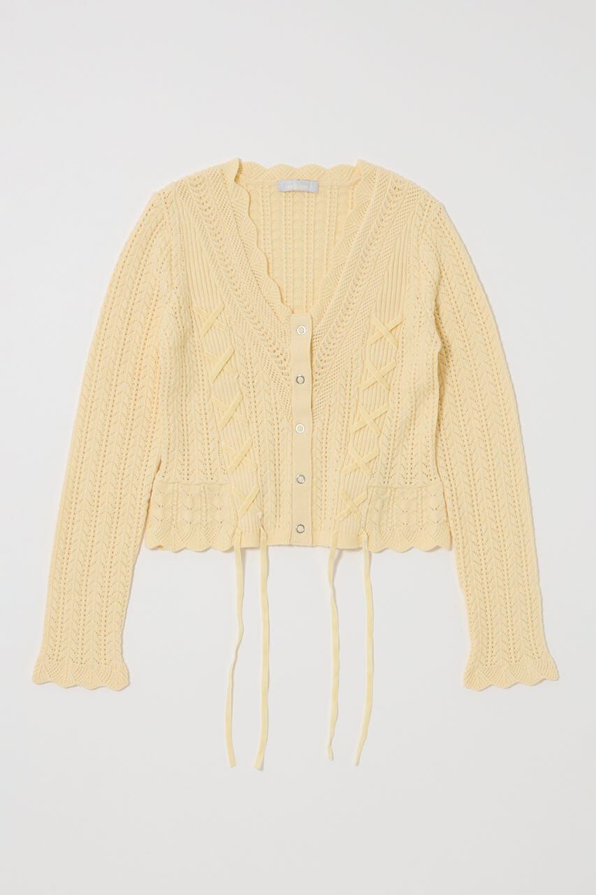 MOUSSY「LACE UP RIBBON カーディガン」|ニット・セーター|
