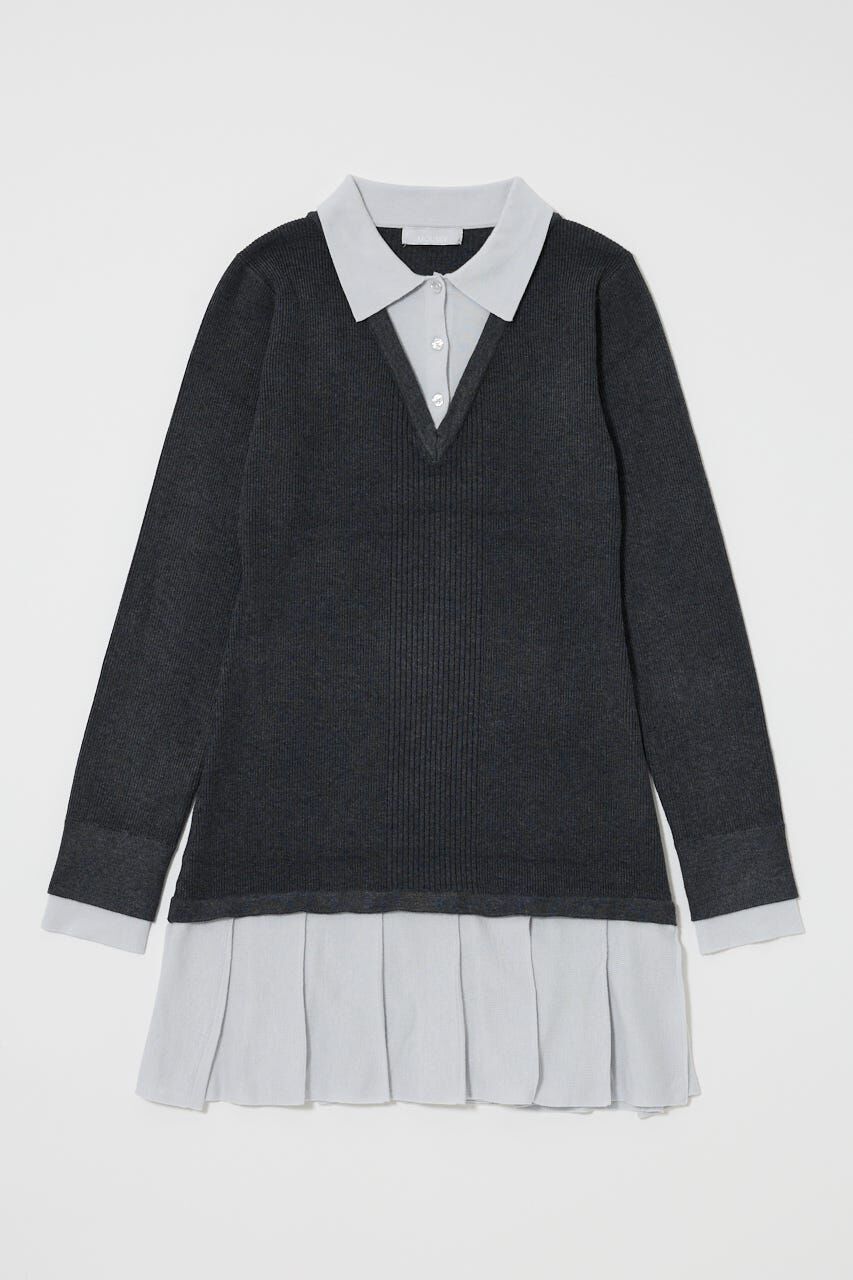 MOUSSY「LAYERED KNIT ミニドレス」|ワンピース|C.GRY