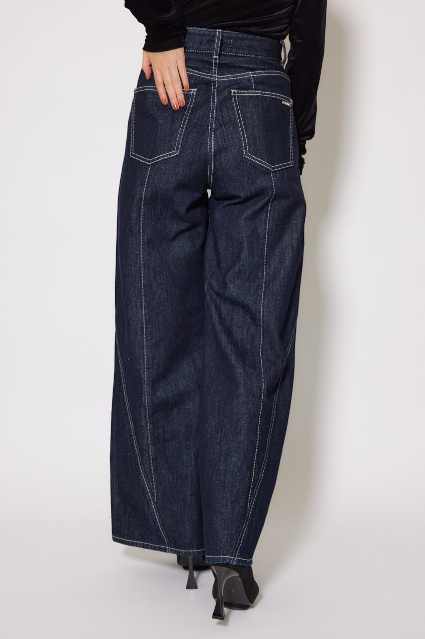 rienda「フロントボタンデザインハイウエストデニムパンツ」|デニム|