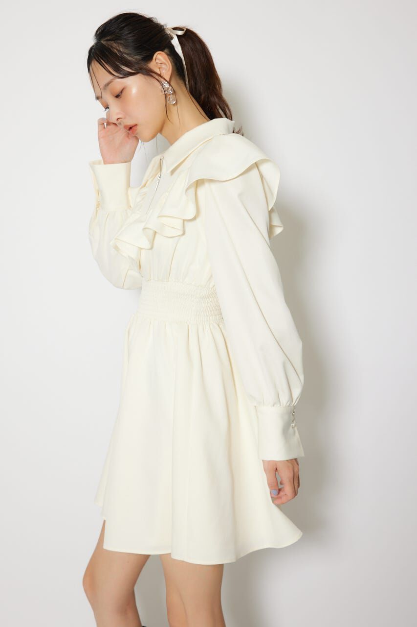 rienda「フロントZIPフリルミニシャツワンピース」|ワンピース|