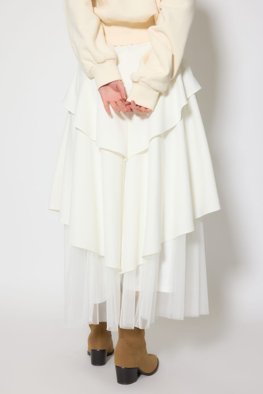 rienda「チュールレイヤードラッフルジャストウエストスカート」|スカート|