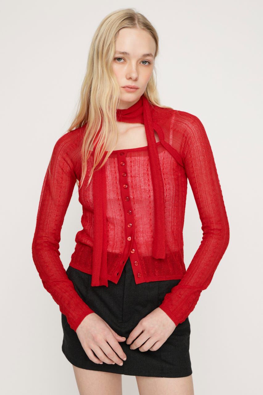 SLY「TIE RIBBON KNIT トップス」|ニット・セーター|RED