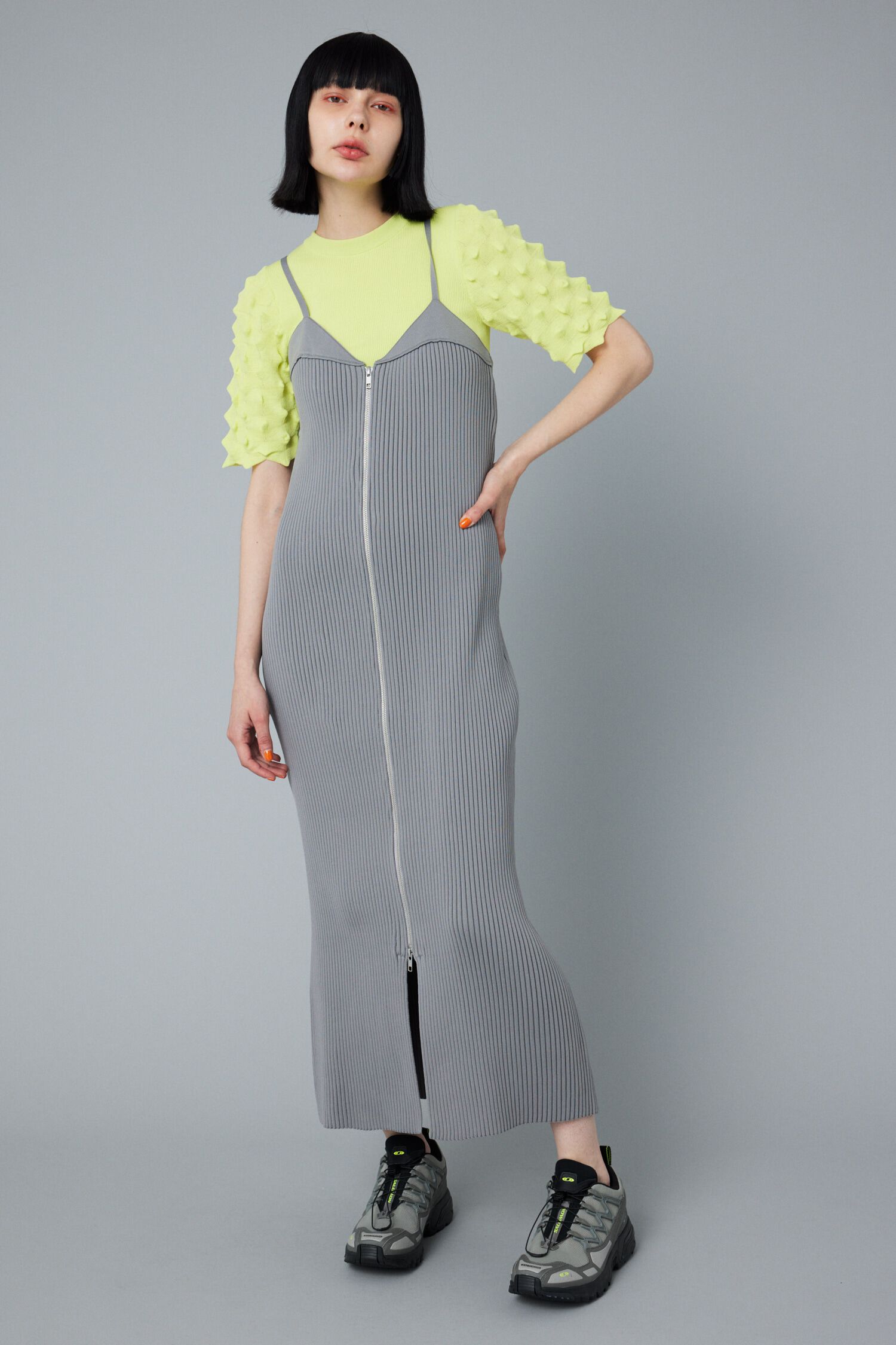 HeRIN.CYE「Zip knit dress」|ワンピース|GRY