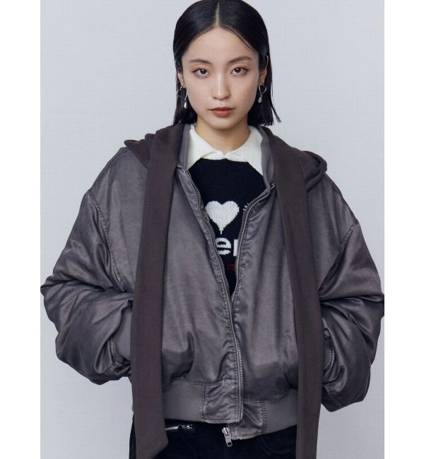 EMODA「スカーフフーディナイロンブルゾン」|ブルゾン・スタジャン|