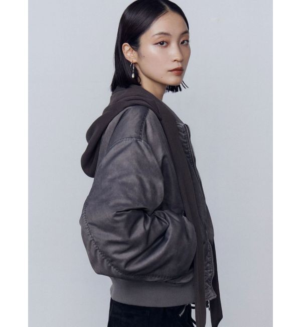 EMODA「スカーフフーディナイロンブルゾン」|ブルゾン・スタジャン|