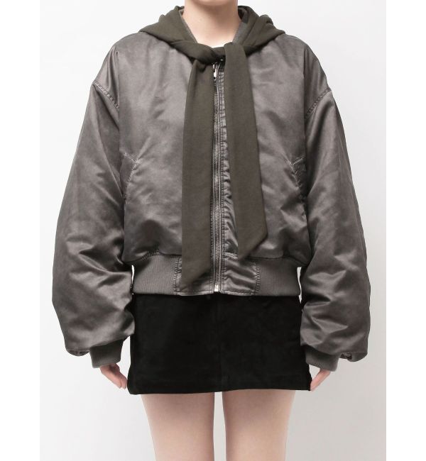 EMODA「スカーフフーディナイロンブルゾン」|ブルゾン・スタジャン|