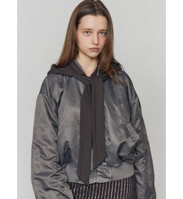 EMODA「スカーフフーディナイロンブルゾン」|ブルゾン・スタジャン|