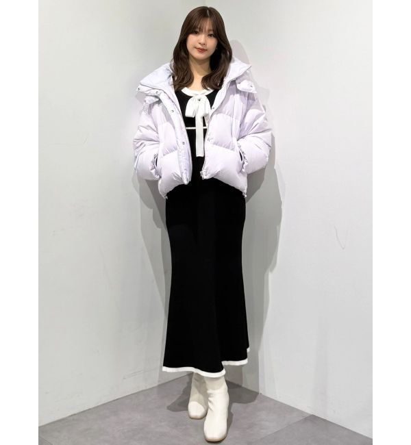 MERCURYDUO「バイカラーリボンリブニットワンピース」|ワンピース|