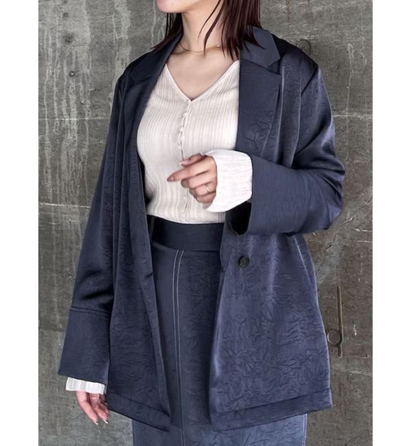 LAGUNAMOON「サテンオーバージャケット」|テーラードジャケット|チャコールグレー