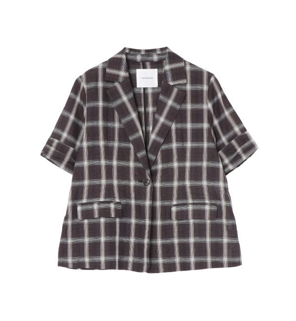 LAGUNAMOON「ハーフスリーブチェックジャケット」|その他|ブラウン