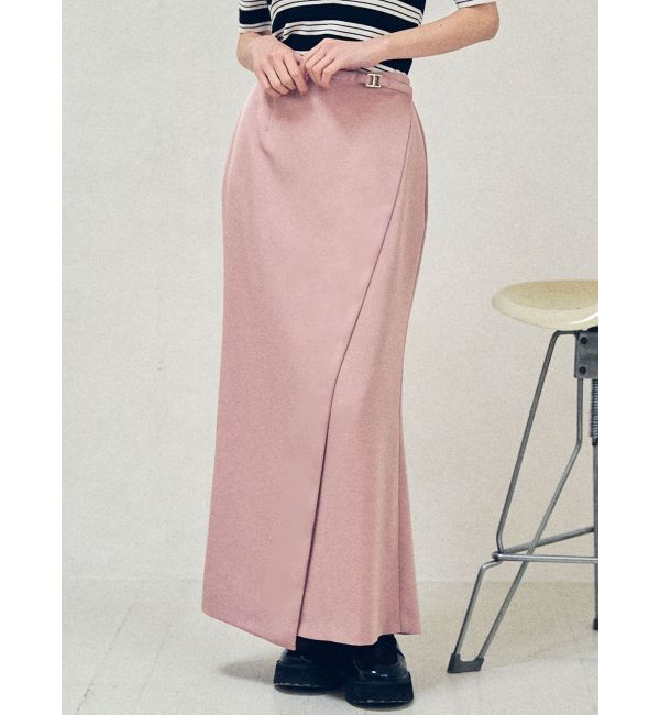 LAGUNAMOON「サテンラップデザインサテンナロースカート」|スカート|ピンク