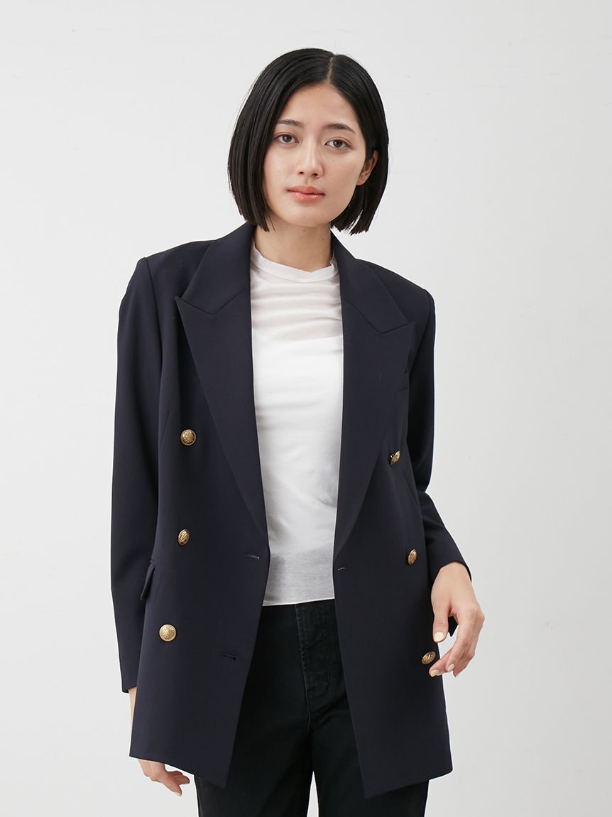 Mila Owen「金釦ダブルブレストロングブレザー」|テーラードジャケット|