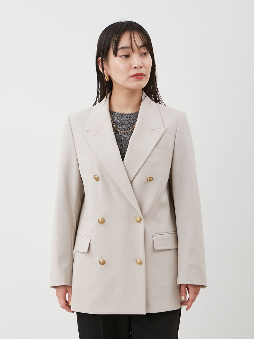 Mila Owen「金釦ダブルブレストロングブレザー」|テーラードジャケット|