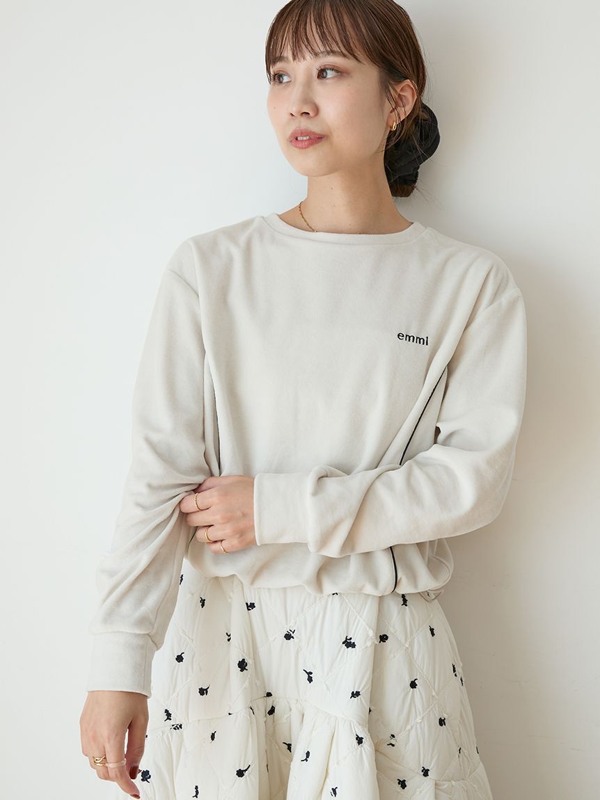 emmi atelier「パイピングデザインベロアトップス」|Tシャツ・カットソー|