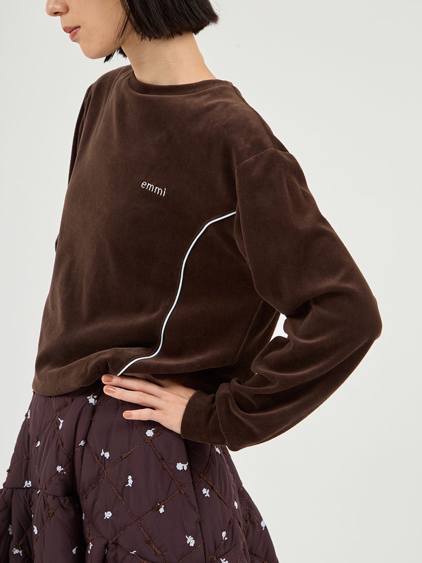 emmi atelier「パイピングデザインベロアトップス」|Tシャツ・カットソー|