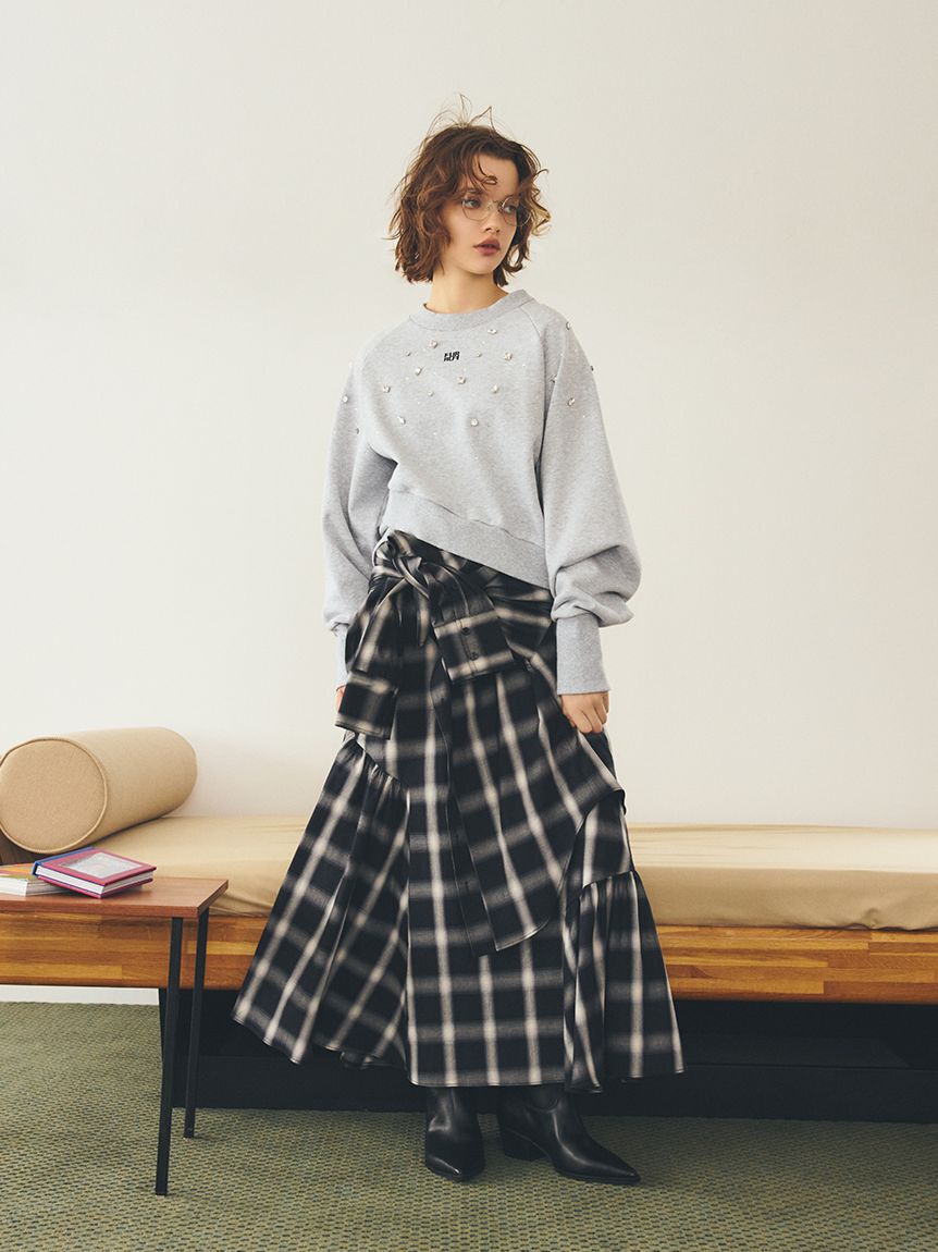 FURFUR「ビジュー付きロゴ刺繍スウェット」|スウェット・ジャージ|