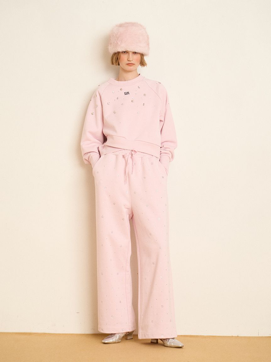 FURFUR「ビジュー付きロゴ刺繍スウェット」|スウェット・ジャージ|