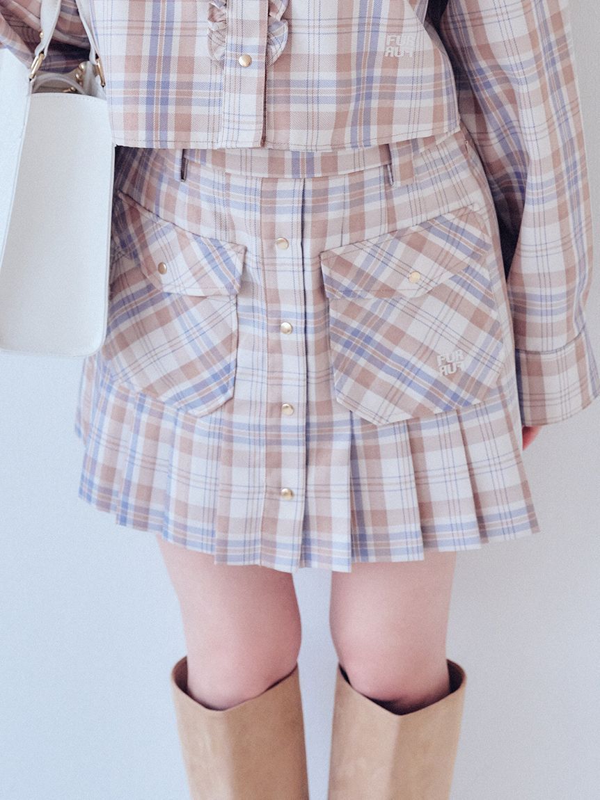 FURFUR「チェック柄プリーツミニスカート」|スカート|
