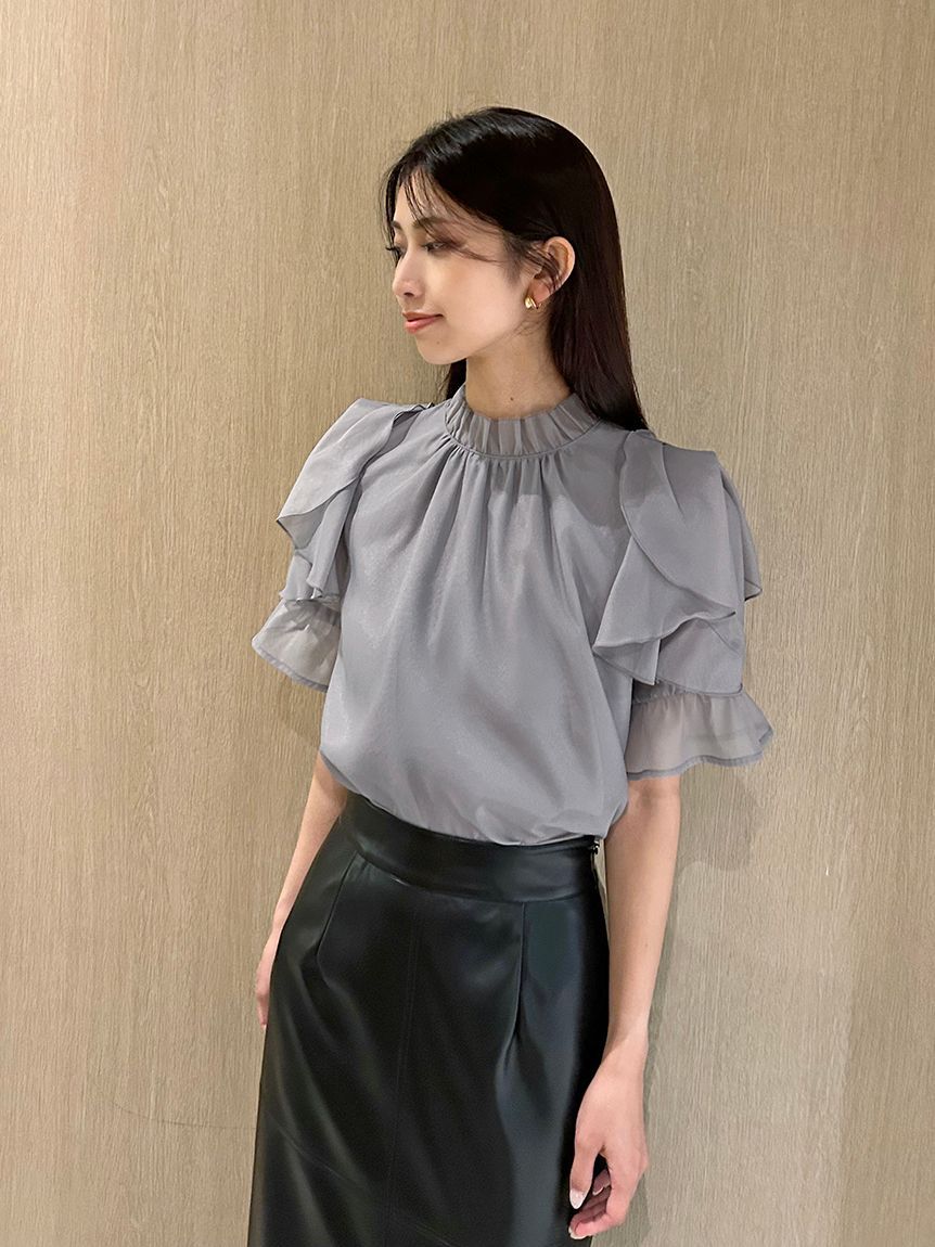 SNIDEL「Sustainableオーガンシースルーブラウス」|シャツ・ブラウス|GRY